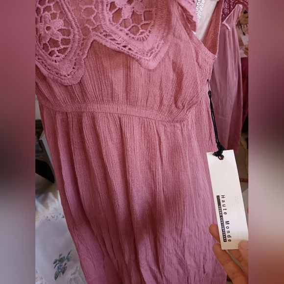 Haute Monde ~ Pink Crochet Lace Off-Shoulder Midi Dress | NWT - Picture 10 of 15